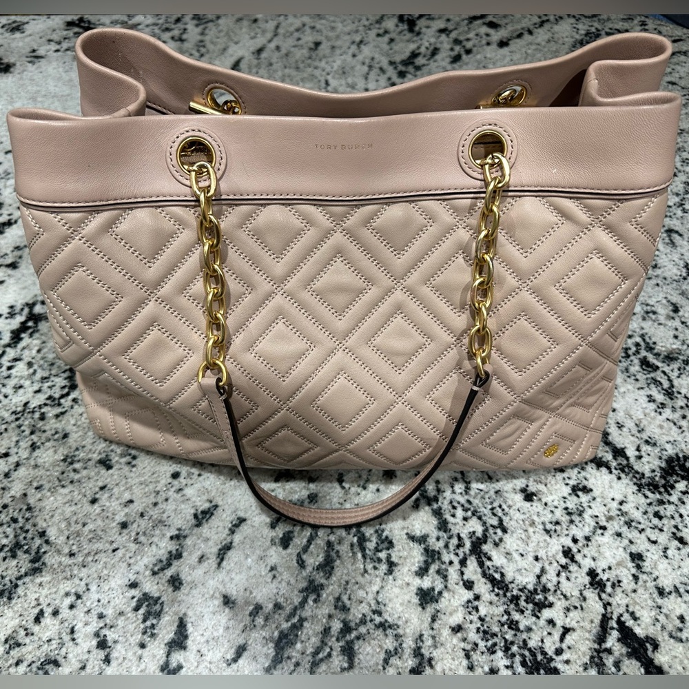 Tory Burch Quilted Leather Tote Bag